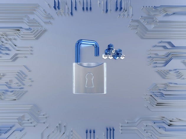 A Lock Symbol with an AI Chatbot Representing Privacy and Data Protection